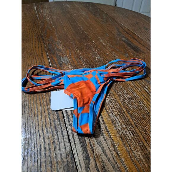 New Medium Fabletics Floral GEO High Cut String Bikini Swimsuit Bottoms - Picture 7 of 7